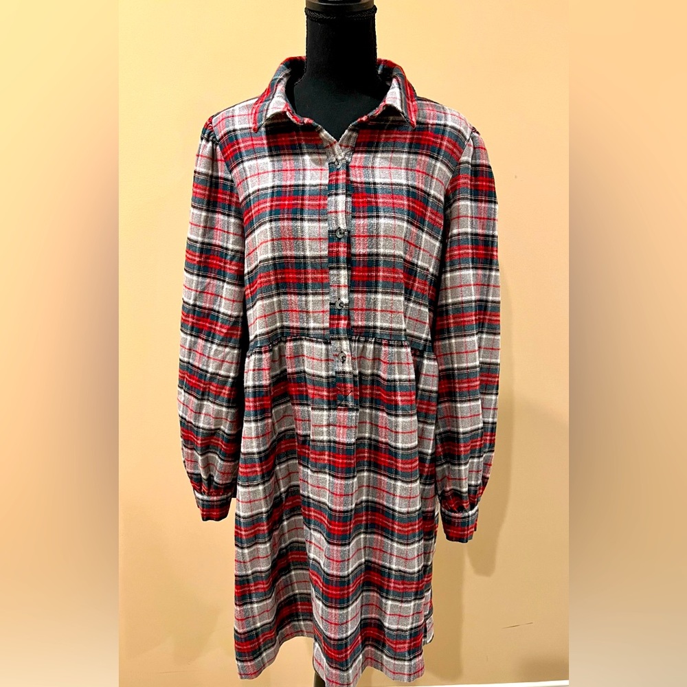 Copper key, flannel plain dress, size XL